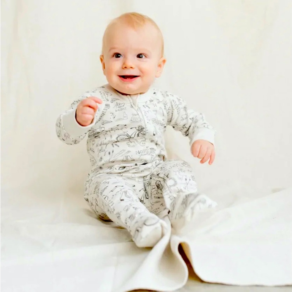 Goumi Bamboo & Organic Cotton Vintage Inspired Zippered Playsuit |Size 3-6 mth